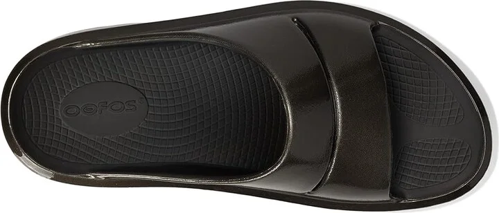 OOFOS Oomega Ooahh Stacked Women's Wedge Shoes Titanium Mirror : 7 M - Image 2