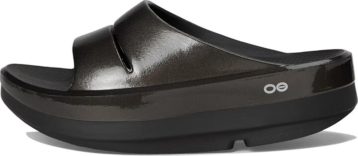 OOFOS Oomega Ooahh Stacked Women's Wedge Shoes Titanium Mirror : 7 M - Image 6