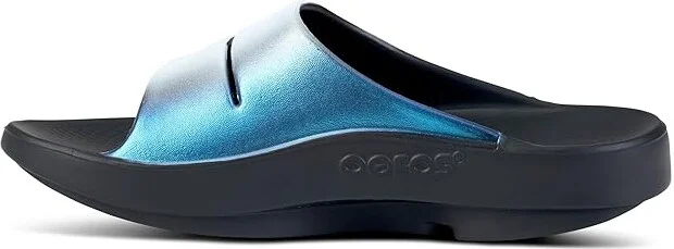 OOFOS Women's OOahh Luxe Slide Women's Walking Shoes Frost : 10 M, Rubber - Image 6