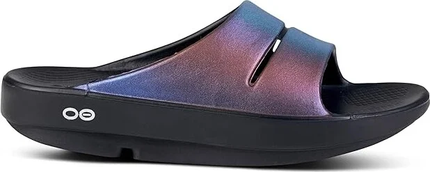 OOFOS Women's Ooahh Luxe Women's Sandals Midnight Spectre : 5 M, Synthetic - Image 7