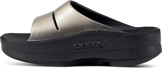 OOFOS Women's OOmega OOahh Luxe Slide Women's Shoes Latte : 6 M, Synthetic - Image 6