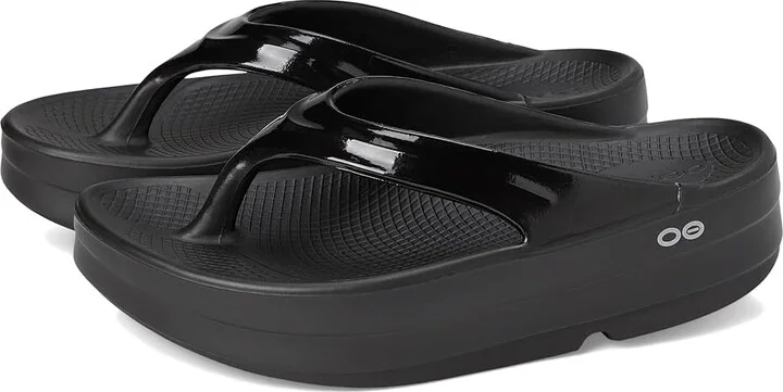 OOFOS Women's Oomega Thong Women's Shoes Black : 6 M