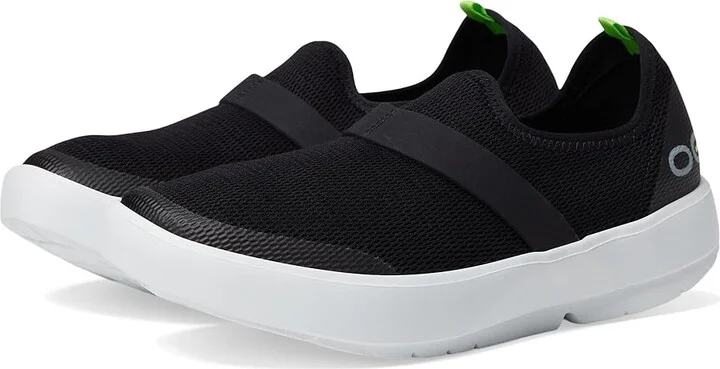 OOFOS Women's OOmg Low Mesh Women's Slip on Shoes White/Black : 5 M, Textile