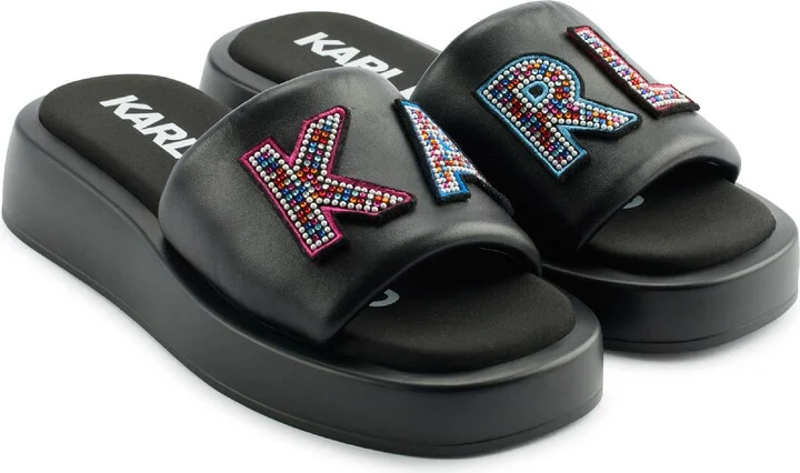 Opal Studs Platform Slide Sandal