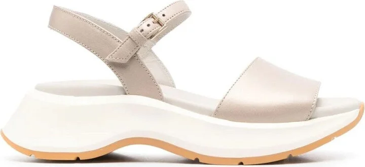 Open-Design Leather Sandals With Adjustable Ankle Strap