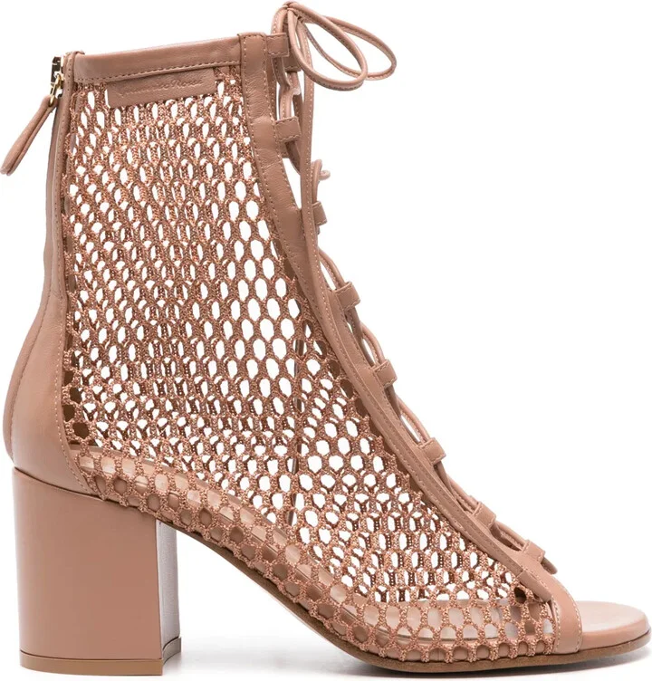 Open-Knit Lace-Up Sandals