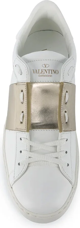Open low-top leather sneakers - Image 4