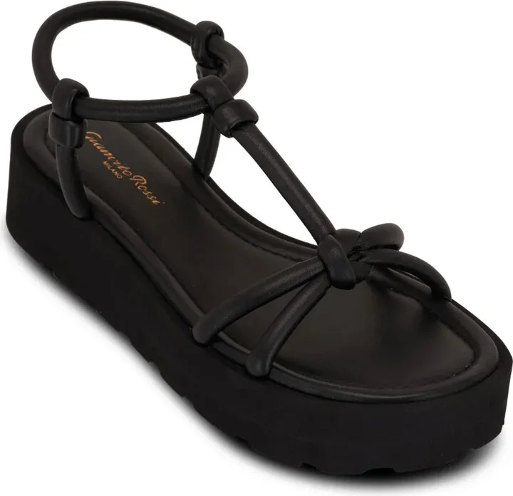 Open Toe Flatform Leather Sandals - Image 2