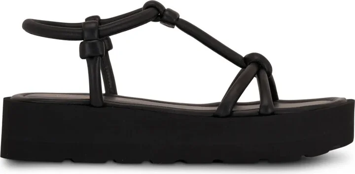 Open Toe Flatform Leather Sandals
