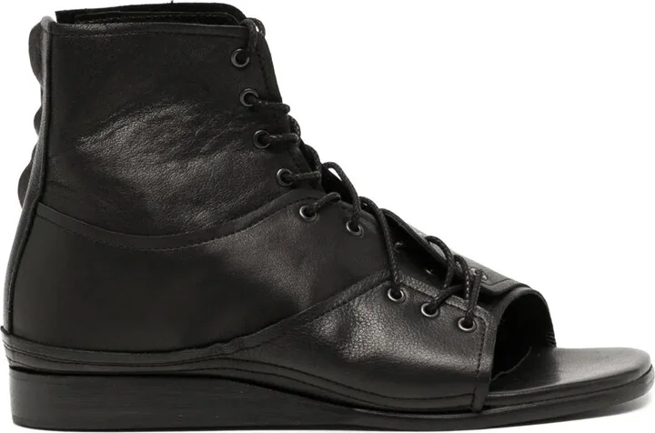 Open-Toe Leather Boots