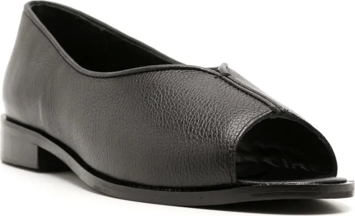 Open-Toe Leather Flats - Image 2