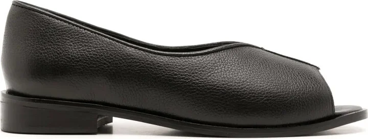 Open-Toe Leather Flats