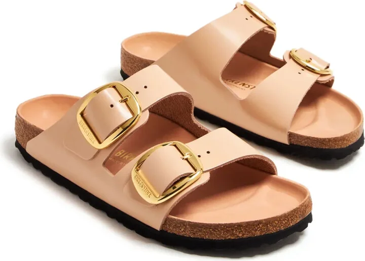 Open-Toe Slip-On Buckled Leather Sandals - Image 4