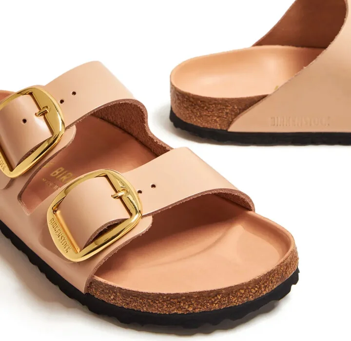 Open-Toe Slip-On Buckled Leather Sandals - Image 5