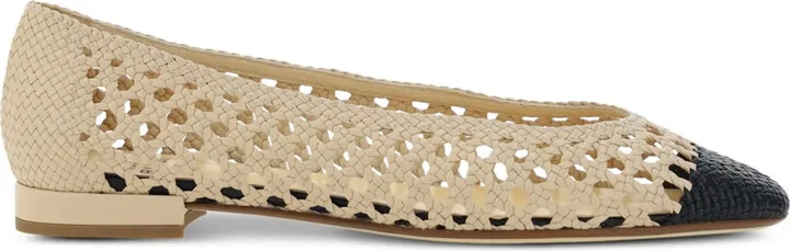 Open-Weave Leather Ballerina Flats