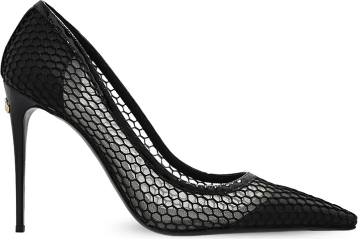 Openwork Stiletto Pumps, , - Black