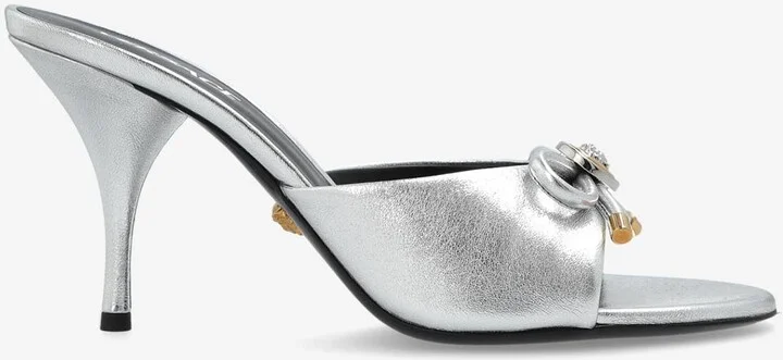 Opera Bow 85 Metallic Leather Mules