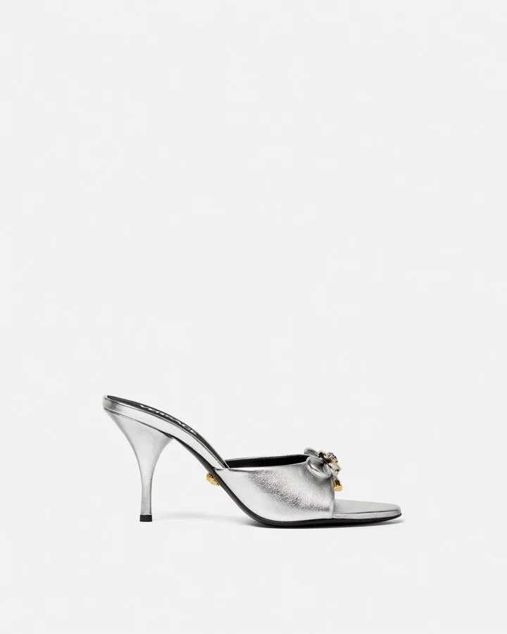 Opera Bow Metallic Mules 85mm