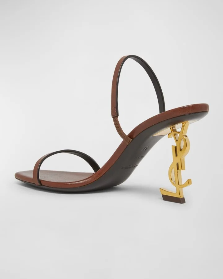 Opyum Leather YSL-Heel Slide Sandals - Image 4