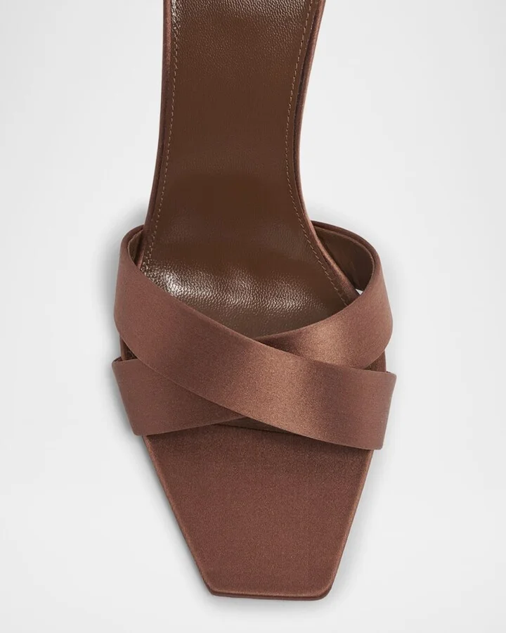 Opyum YSL Logo-Heel Satin Slide Sandals - Image 5