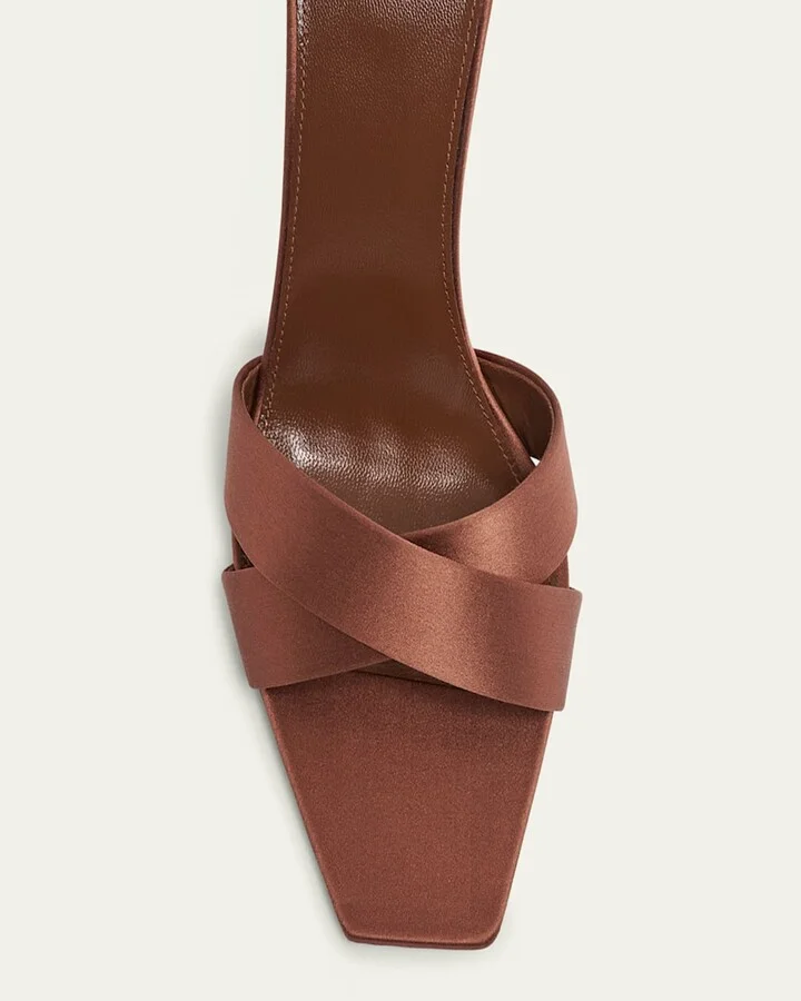 Opyum YSL Logo-Heel Satin Slide Sandals - Image 9