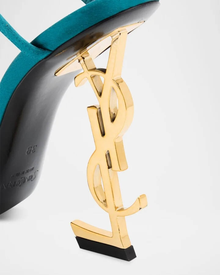 Opyum YSL Logo-Heel Wrap-Ankle Sandals with Golden Hardware - Image 8