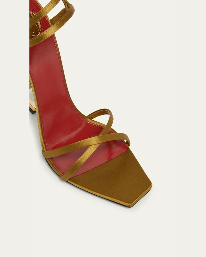 Opyum YSL Logo-Heel Wrap-Ankle Sandals with Golden Hardware - Image 3