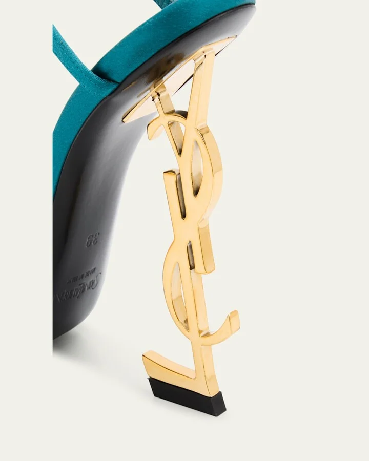 Opyum YSL Logo-Heel Wrap-Ankle Sandals with Golden Hardware - Image 8