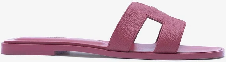 Oran H Cut-Out Sandals in Epsom Leather