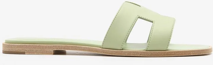 Oran H Cut-Out Sandals in Vert de Mer Epsom Leather