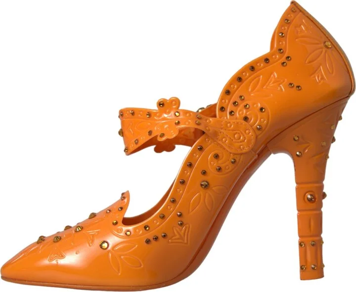 Orange CINDERELLA Floral Crystal Pumps Women's Shoes - Image 5