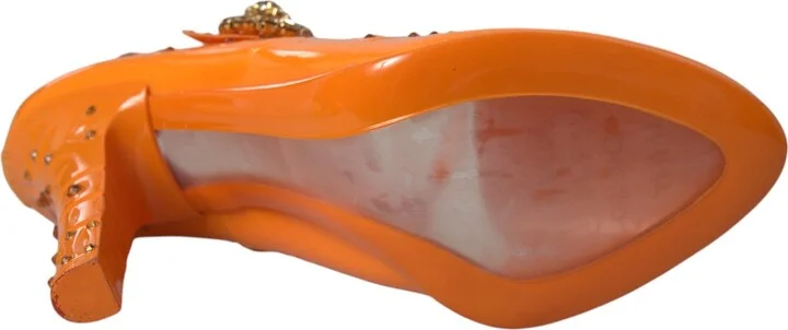 Orange CINDERELLA Floral Crystal Pumps Women's Shoes - Image 6