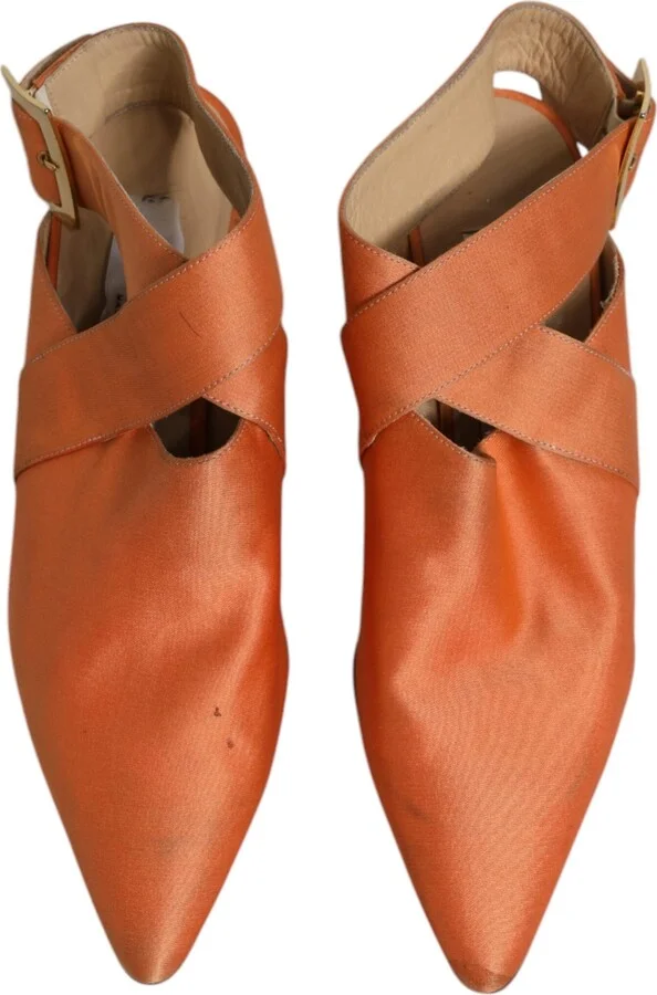 Orange Kitten Heels Slingback Sandals Women's Shoes (Pre-Owned) - Image 3