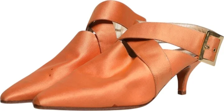 Orange Kitten Heels Slingback Sandals Women's Shoes (Pre-Owned) - Image 4