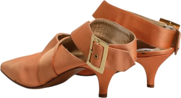 Orange Kitten Heels Slingback Sandals Women's Shoes (Pre-Owned) - Image 5