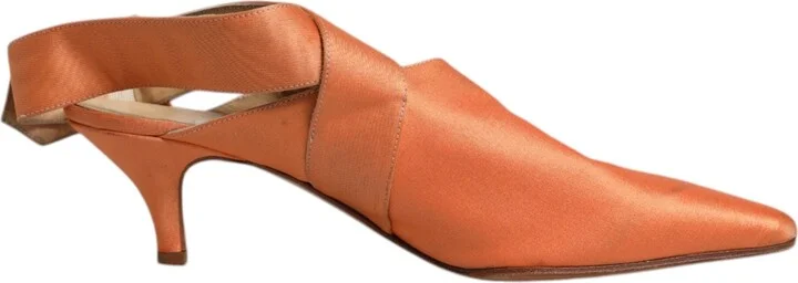 Orange Kitten Heels Slingback Sandals Women's Shoes (Pre-Owned)