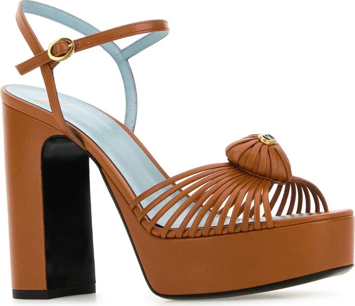 Orange Leather Vlogo Signautre Sandals - Image 2