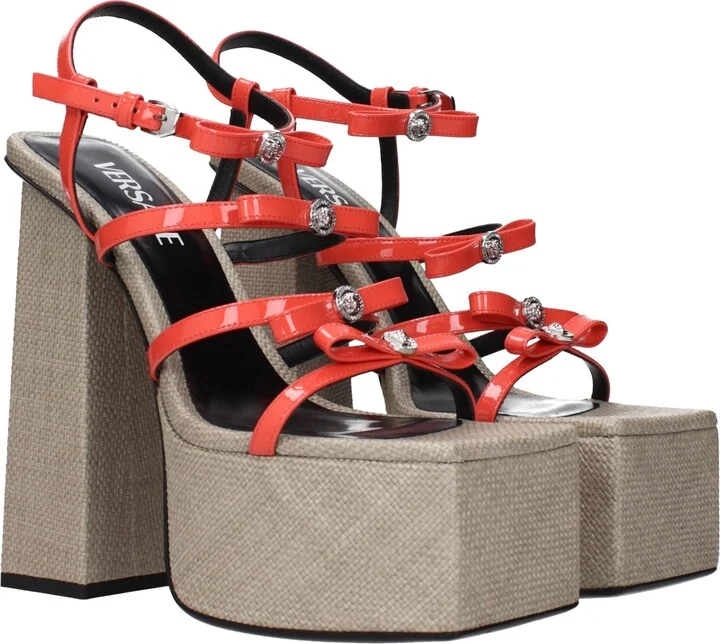 Orange Leather Women's Platforms - Image 2