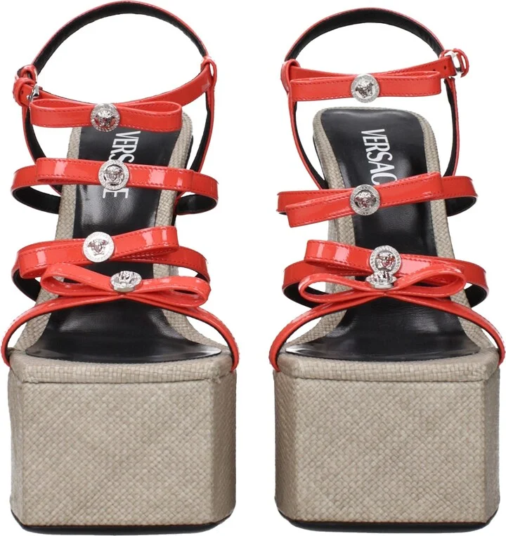 Orange Leather Women's Platforms - Image 3
