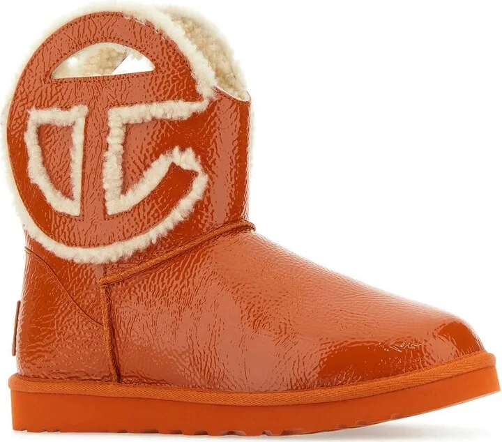 Orange Leather X Telfar Logo Mini Crinkle Ankle Boots - Image 2