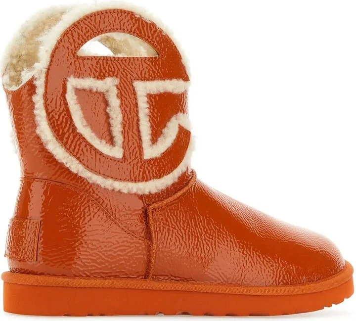 Orange Leather X Telfar Logo Mini Crinkle Ankle Boots - Image 3
