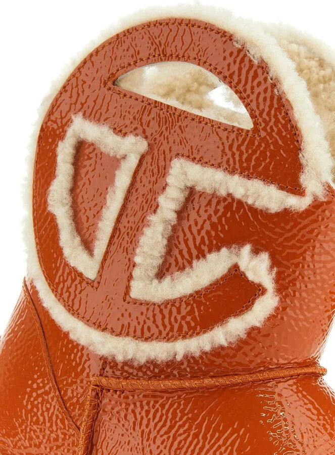 Orange Leather X Telfar Logo Mini Crinkle Ankle Boots - Image 4