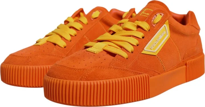 Orange Miami Leather Low Top Sneakers Men's Shoes - Image 3