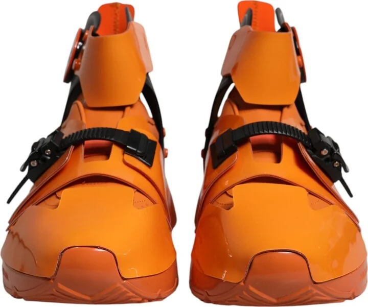Orange Multi Panel Chunky High Top Sneakers Men's Shoes - Image 2