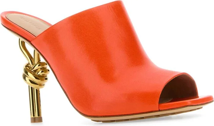 Orange Nappa Leather Knot Mules - Image 2