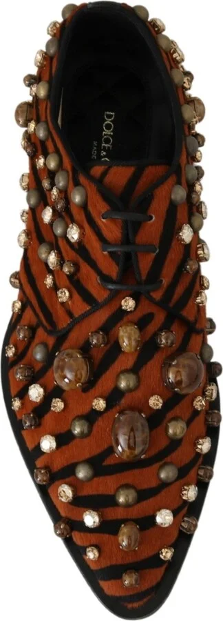Orange Pony Hair Crystal Dress Broque Women's Shoes - Image 2