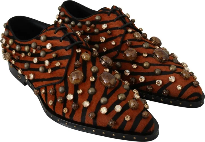 Orange Pony Hair Crystal Dress Broque Women's Shoes - Image 4