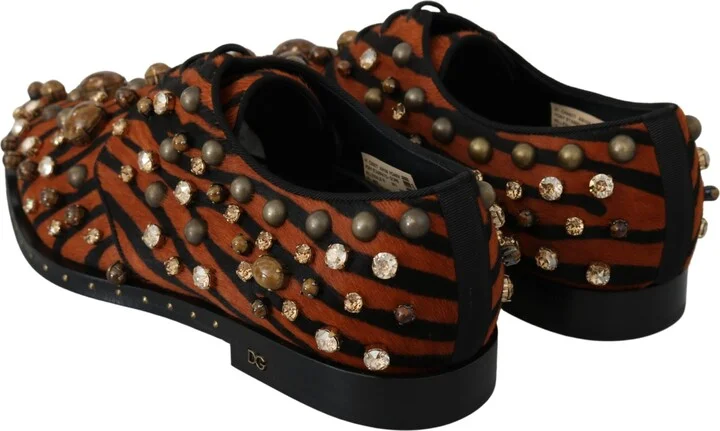 Orange Pony Hair Crystal Dress Broque Women's Shoes - Image 5