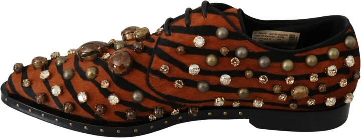 Orange Pony Hair Crystal Dress Broque Women's Shoes - Image 6