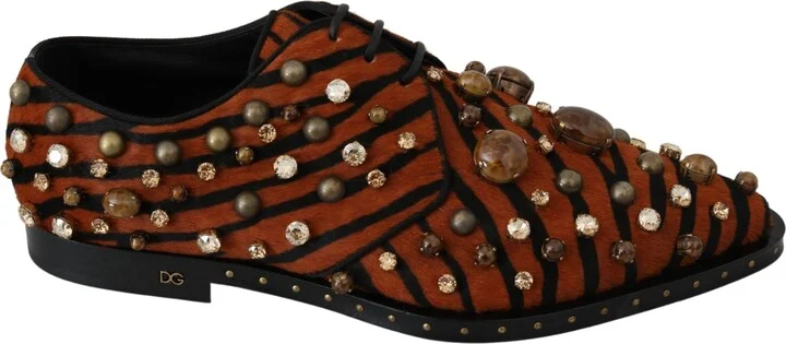 Orange Pony Hair Crystal Dress Broque Women's Shoes